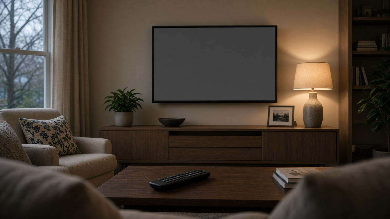 Television with a blank screen during an AT&T U-verse service outage