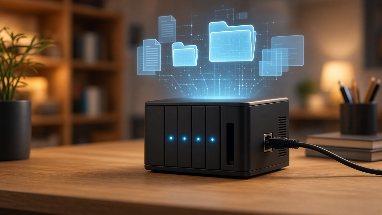 Illustration explaining Network Attached Storage (NAS)
