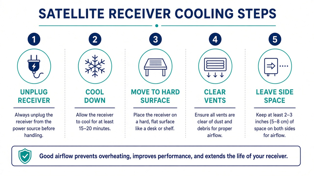 Five steps for safely cooling a satellite receiver