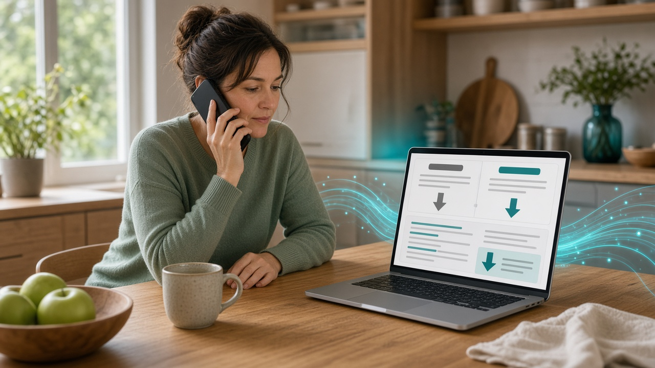 Customer reviewing ways to lower an internet bill on a laptop
